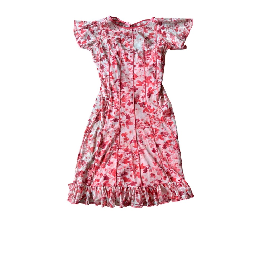Jessica Howard Pink Floral Flutter Sleeve Ruffle Dress with Sash NWT Size 10